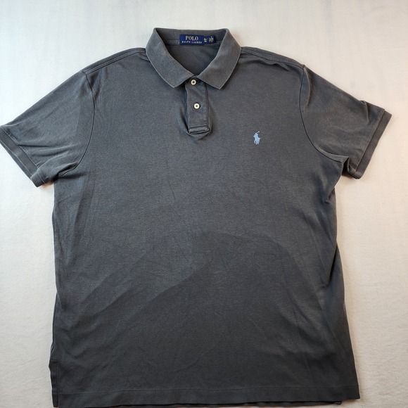 Polo Ralph Lauren Men Polo Shirt XL Classic‎ Fit Gray Cotton Embroidered Pony - Picture 2 of 9
